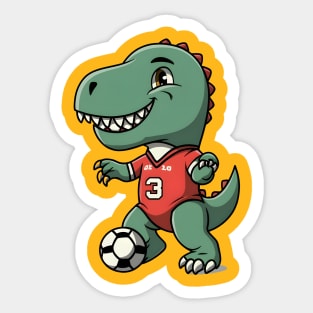 Green dinosaur playing football Sticker